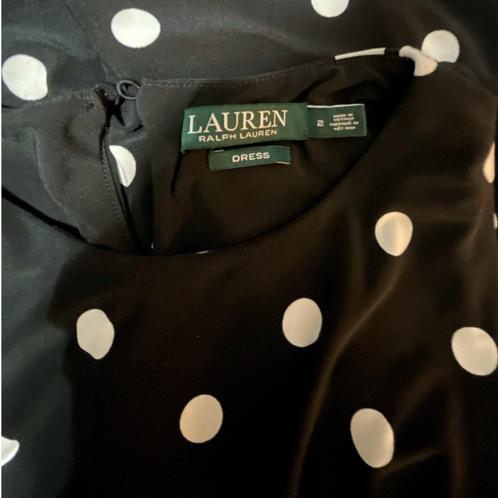 Ralph Lauren Black & White Polka Dot Midi Sleeveless Dress Belted Women’s Size 2 - Picture 9 of 11
